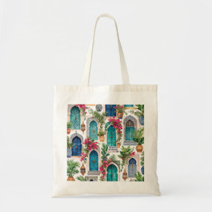 Bolso De Tela Jardín de la puerta azul marroquí
