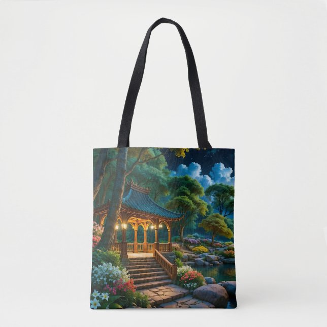 Bolso De Tela Jardín de la tranquila noche (Anverso)