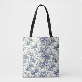 Bolso De Tela Jardín de mariposas azul Toile de Jouy