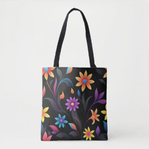 Bolso De Tela Jardín de Medianoche: Vibrante Fantasía Floral