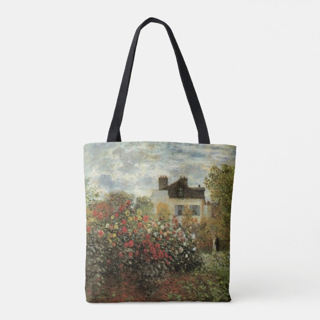 Bolso De Tela Jardín de Monet en Argenteuil por Claude Monet (Reverso)