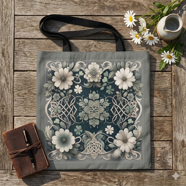 Bolso De Tela Jardín de Nudos de Trébol Susurrante (Whispered Clover Knotwork Garden Tote Bag)