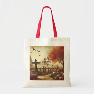 Bolso De Tela Jardín de otoño y espantapájaros