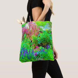 Bolso De Tela Jardín de primavera verde con peonías