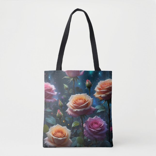 Bolso De Tela Jardín de Rosas Místicas  (Anverso)