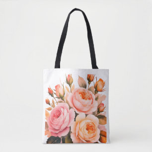 Bolso De Tela Jardín de Rosas Rosadas
