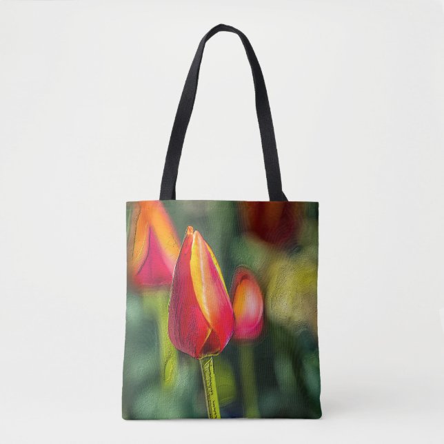 Bolso De Tela Jardín de tulipanes texturizado (Anverso)