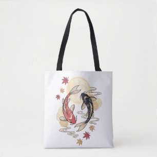 Bolso De Tela Jardín del Espíritu de Koi bajo la Luz de la Luna