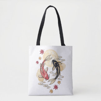 Bolso De Tela Jardín del Espíritu de Koi bajo la Luz de la Luna