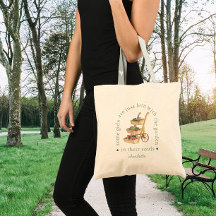 Bolso De Tela Jardín en su base de planta de madera color azul