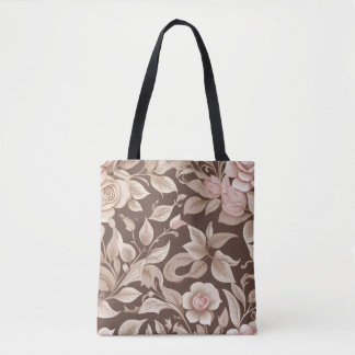 Bolso De Tela Jardín Floral Mocha