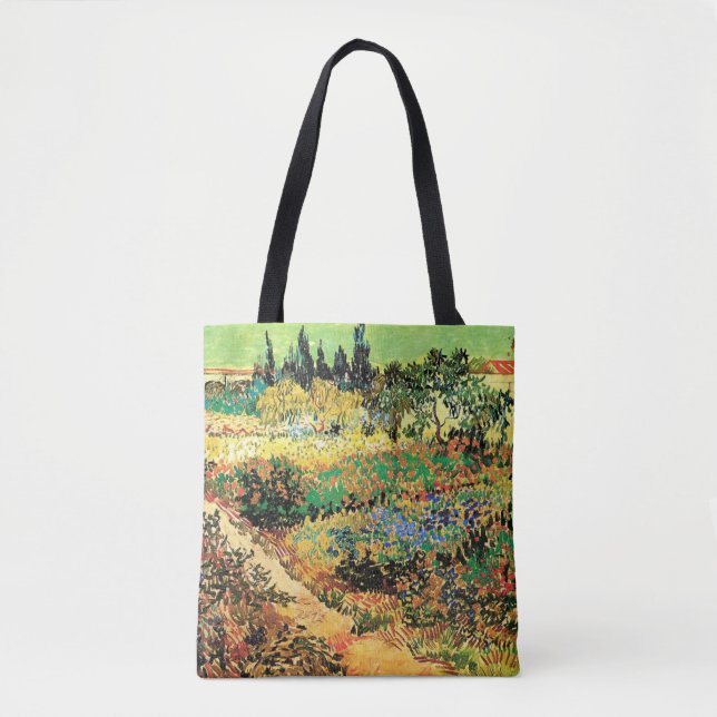 Bolso De Tela Jardín florido con sendero de Vincent van Gogh (Anverso)