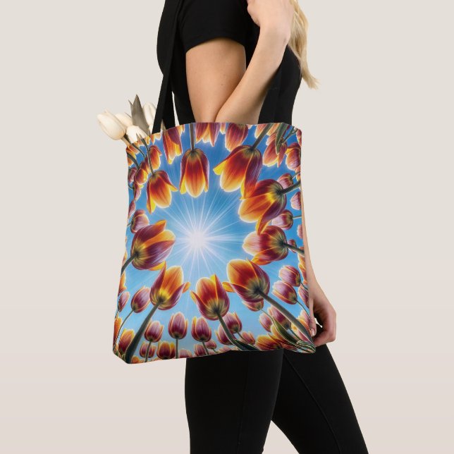 Bolso De Tela Jardín Holandés De Tulipanes Al Sol (Detalle)