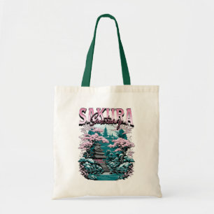 Bolso De Tela Jardín Japonés Santuario Sakura