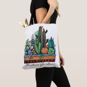 Bolso De Tela Jardín lindo del cactus de la acuarela en pote