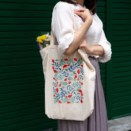 Bolso De Tela Jardín mágico - rojo y turquesa