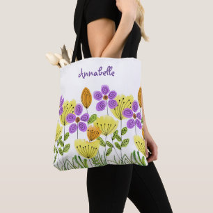 Bolso De Tela Jardín moderno de flores verano personalizado