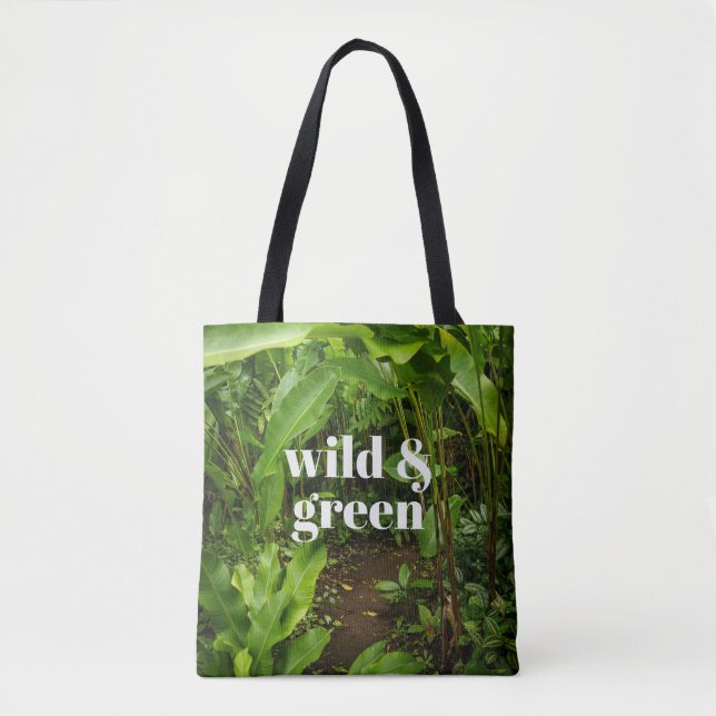 Bolso De Tela Jardín Selvático Tropical Salvaje y Verde (Anverso)