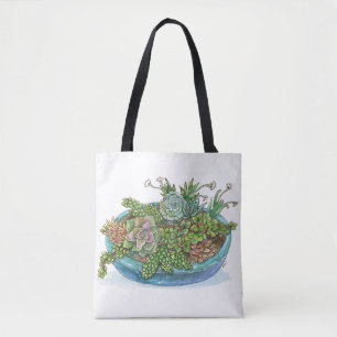 Bolso De Tela Jardín Succulum redondo