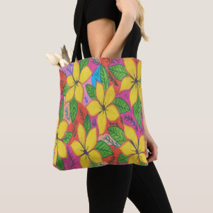 Bolso De Tela Jardín Tropical Plumeria
