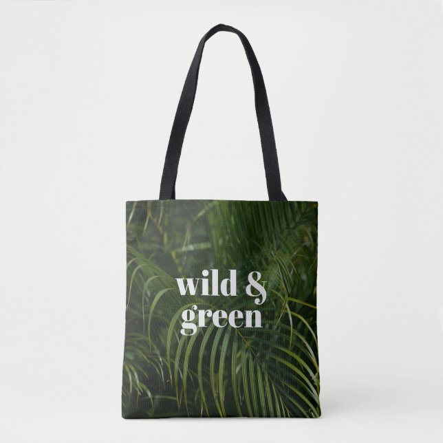 Bolso De Tela Jardín Tropical Salvaje y Verde (Anverso)