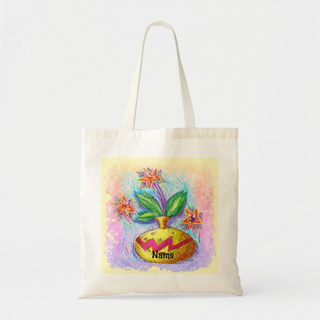 Bolso De Tela Jarra de flores  (Frente)