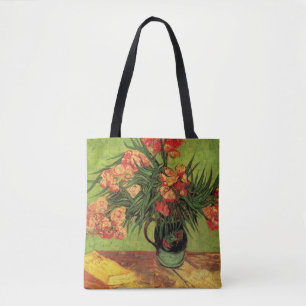 Bolso De Tela Jarrón con adelfas y libros de Vincent van Gogh