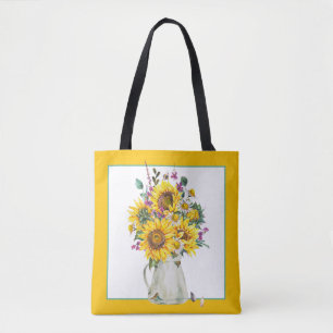 Bolso De Tela Jarrón de girasoles