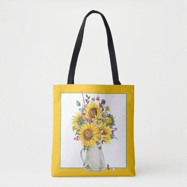 Bolso De Tela Jarrón de girasoles  (Anverso)
