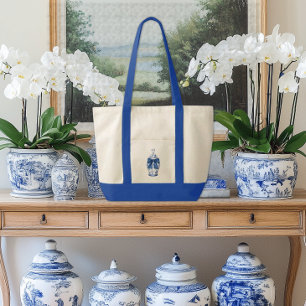 Bolso De Tela Jarrón de jengibre con adornos de lazo azul Chinoi