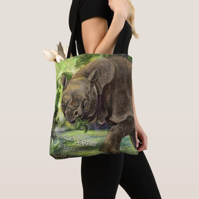 Bolso De Tela Javan Rhino Art (Detalle)