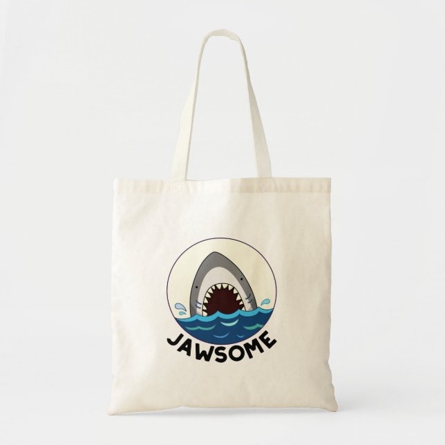 Bolso De Tela Jawsome Funny Shark Teeth Pun (Frente)