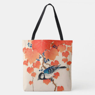 Bolso De Tela Jay Bird japonés y Grapevine otoñal