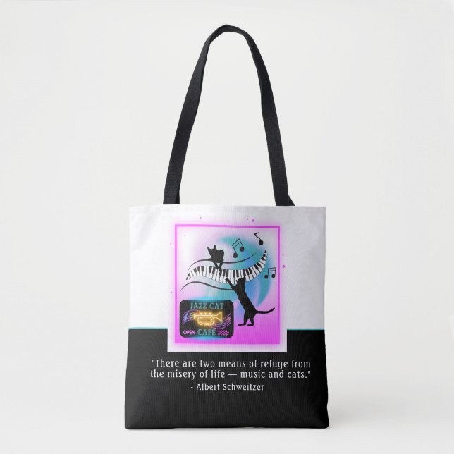 Bolso De Tela Jazz Cats | Piano | Tote de presupuesto Schweitzer (Anverso)