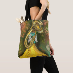 Bolso De Tela Jazz Music Lady Tuba Player Dance Tote Bag