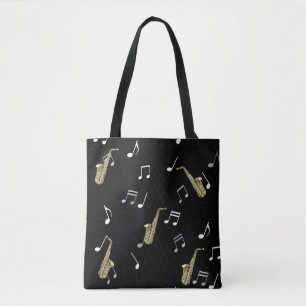 Bolso De Tela Jazzy Saxophone & Musical Notes