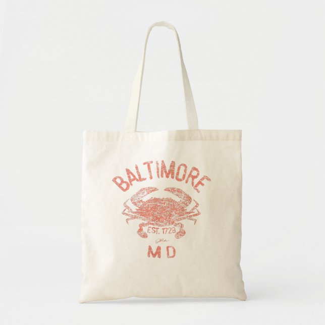 Bolso De Tela JCombs Baltimore, Maryland, Cangrejo Azul Chesapea (Frente)