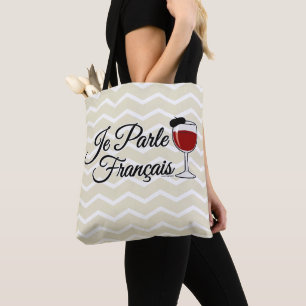Bolso De Tela Je Parle Francais hablo la boina francesa de la
