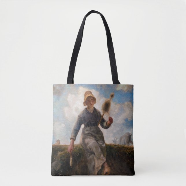 Bolso De Tela Jean-Francois Millet - El Chica Spinner (Anverso)