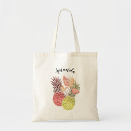 Bolso De Tela Jefa de dama tropical de acuarela de piña