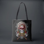 Bolso De Tela Jefe de equipo nativo americano de cráneo indio<br><div class="desc">Diseño de la cabeza del cráneo nativo de los indios Headdress para cada amante de la historia nativa estadounidense.</div>