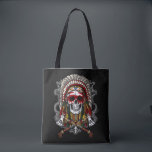 Bolso De Tela Jefe de equipo nativo americano de cráneo indio<br><div class="desc">Diseño de la cabeza del cráneo nativo de los indios Headdress para cada amante de la historia nativa estadounidense.</div>