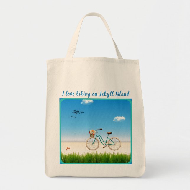 Bolso De Tela Jekyll Island GA Beach Bicicleta (Frente)