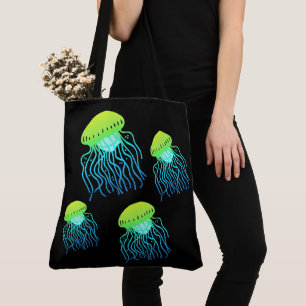 Bolso De Tela Jellyfish - Diseñador Jellies Neon Green Jelly Fis