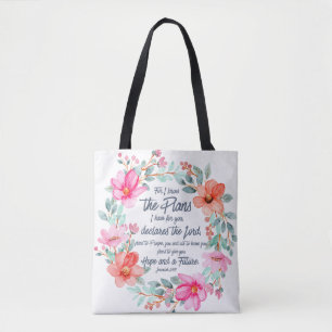 Bolso De Tela Jeremías 29:11 Porque conozco los Planes Floral Ro