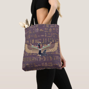 Bolso De Tela Jeroglíficos de princesas egipcias de lavanda dora