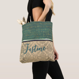 Bolso De Tela Jeroglíficos egipcios de Damask de moda