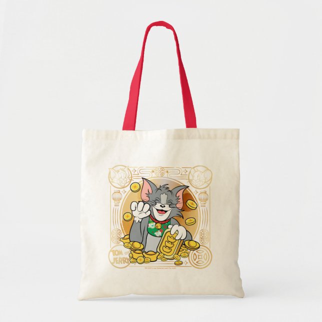 Bolso De Tela Jerry Gato Suertudo Con Sistemas De Oro (Frente)