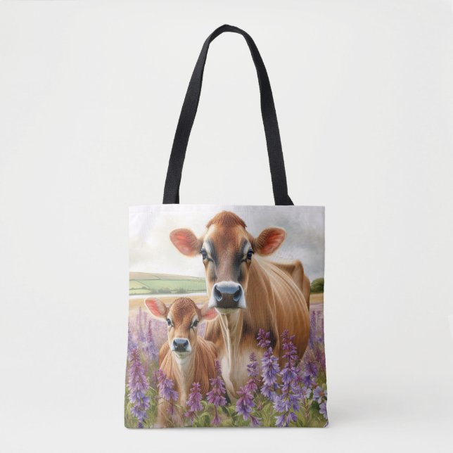 Bolso De Tela Jersey Cow y Calf Wildflower (Anverso)