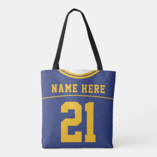 Bolso De Tela Jersey de fútbol, azul, nombre y plantilla de núme